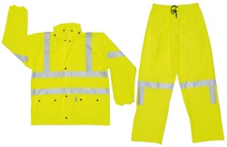MCR Safety 5182L Rain Suit with Bib Overalls Size Large, Non-Hazardous Protection, Lime, Polyester
