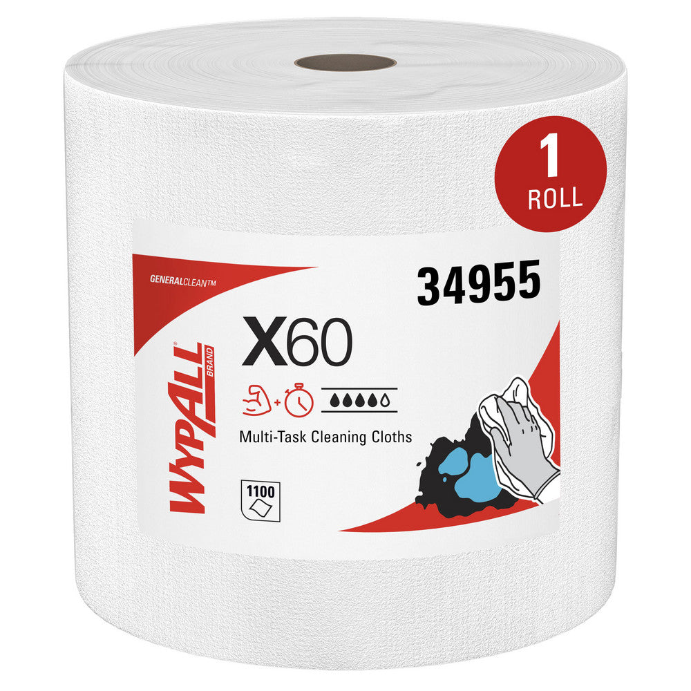 WypAll 34955 GeneralClean X60 Multi-Task Cleaning Cloths, Jumbo Roll, Strong & Absorbent Towels, White