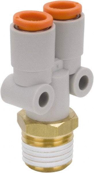 SMC Pneumatics KQ2U03-34AS Push-to-Connect Push-to-Connect Fitting Y Connector, NPT, 5/32" OD