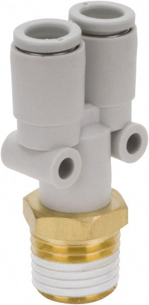 SMC Pneumatics KQ2U06-01AS Push-to-Connect Push-to-Connect Fitting Y Connector, BSPT, 6.00 mm OD