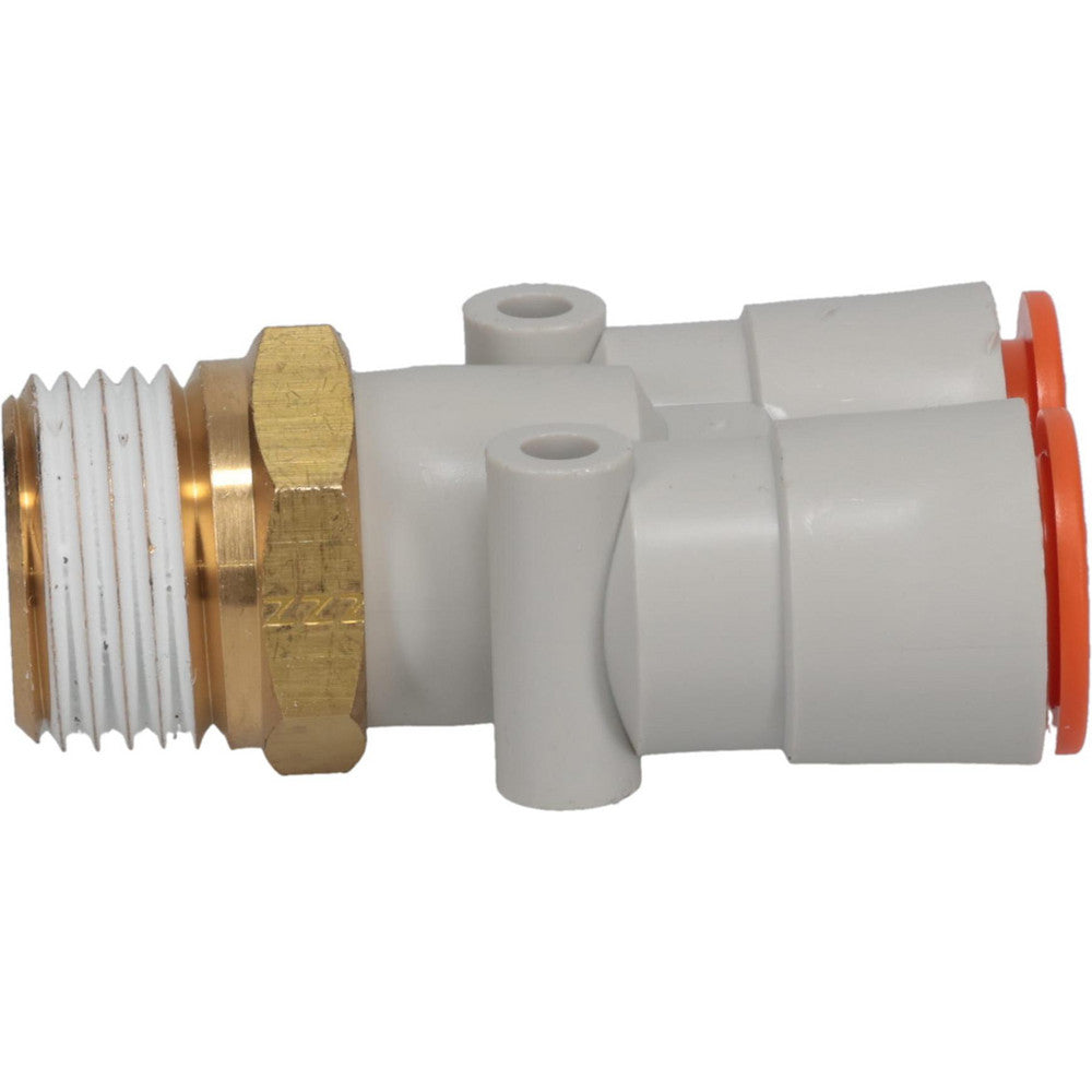 SMC Pneumatics KQ2U13-37AS Push-to-Connect Push-to-Connect Fitting Y Connector, NPT, 1/2" OD