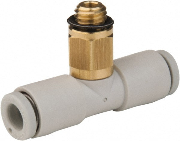 SMC Pneumatics KQ2T04-M5A Push-to-Connect Push-to-Connect Fitting Branch Tee, M5x0.8 Thread, 4.00 mm OD
