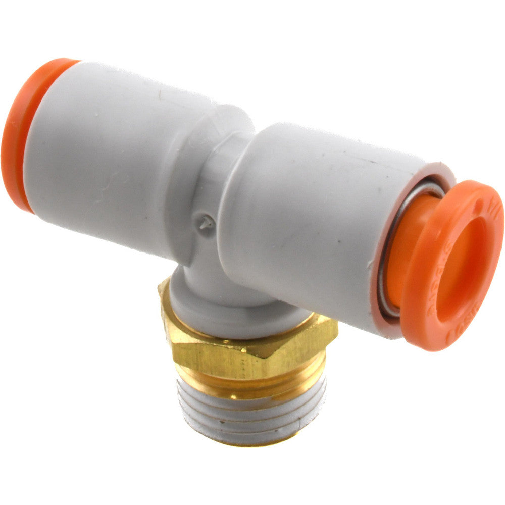 SMC Pneumatics KQ2T07-34AS Push-to-Connect Push-to-Connect Fitting Branch Tee, NPT, 1/4" OD