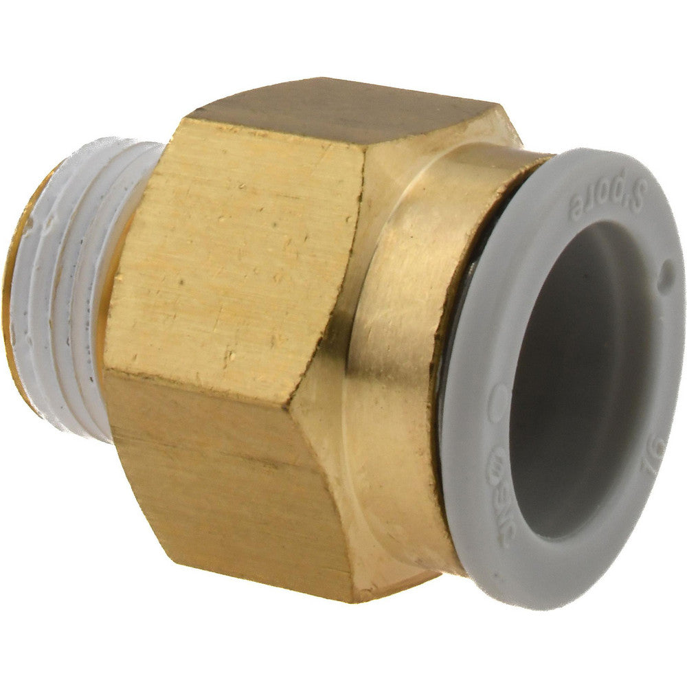 SMC Pneumatics KQ2H16-03AS Push-to-Connect Push-to-Connect Fitting Connector, BSPT, 16.00 mm OD