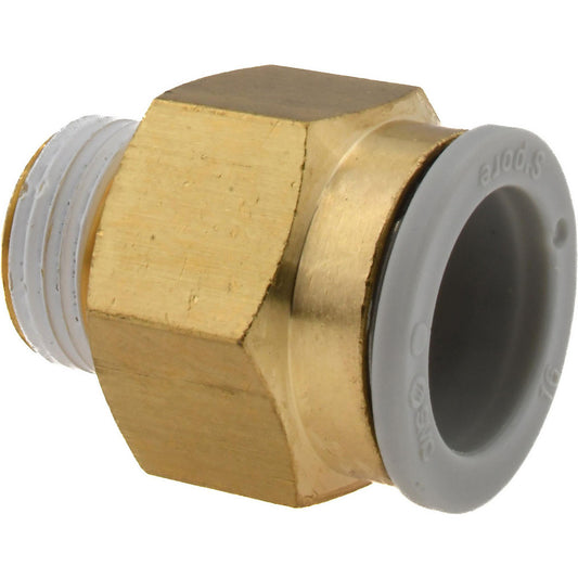 SMC Pneumatics KQ2H16-03AS Push-to-Connect Push-to-Connect Fitting Connector, BSPT, 16.00 mm OD