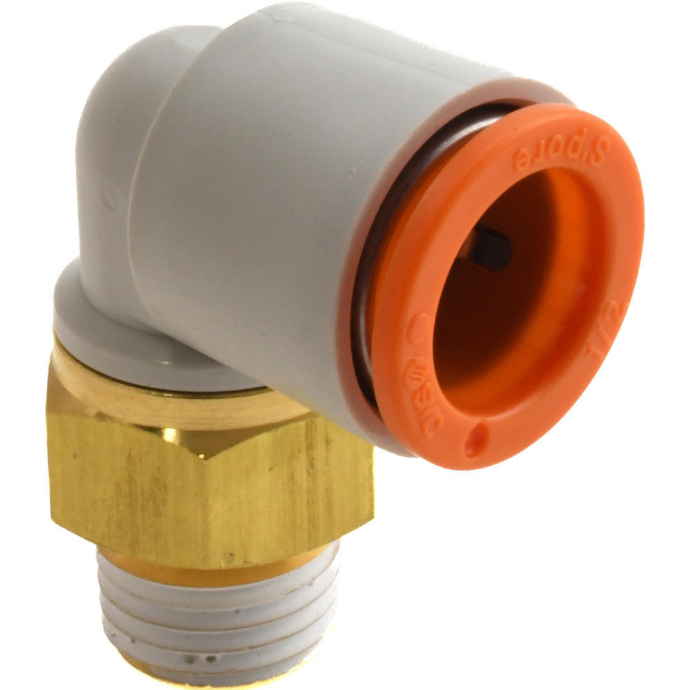 SMC Pneumatics KQ2L13-35AS Push-to-Connect Push-to-Connect Fitting Elbow, NPT, 1/2" OD