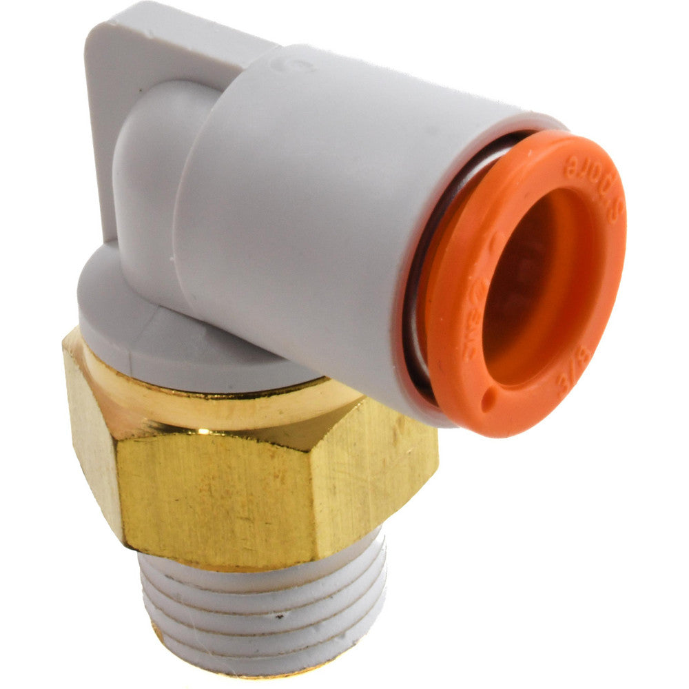 SMC Pneumatics KQ2L11-35AS Push-to-Connect Push-to-Connect Fitting Elbow, NPT, 3/8" OD