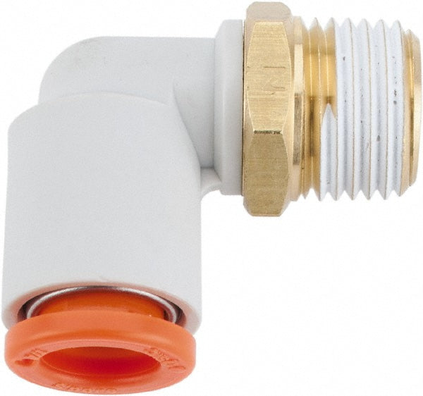 SMC Pneumatics KQ2L07-34AS Push-to-Connect Push-to-Connect Fitting Elbow, NPT, 1/4" OD