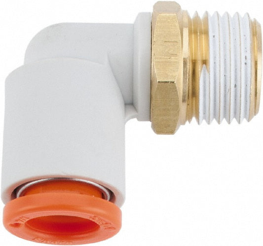 SMC Pneumatics KQ2L07-34AS Push-to-Connect Push-to-Connect Fitting Elbow, NPT, 1/4" OD