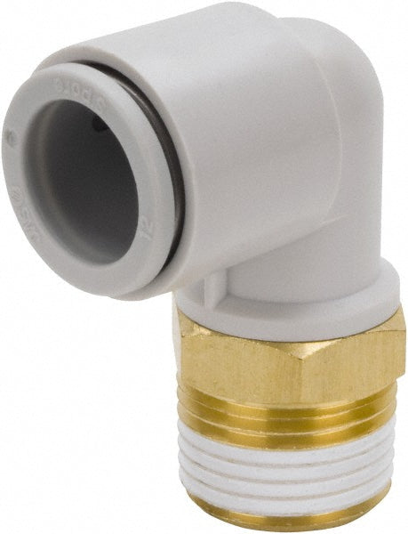 SMC Pneumatics KQ2L06-03AS Push-to-Connect Push-to-Connect Fitting Elbow, BSPT, 6.00 mm OD