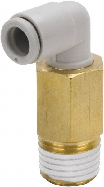 SMC Pneumatics KQ2W06-01AS Push-to-Connect Push-to-Connect Fitting Extended Elbow, BSPT, 6.00 mm OD