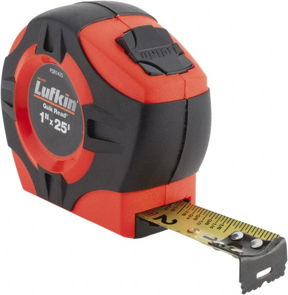 Lufkin PQR1425N Tape Measure 25' Long, 1" Width, Yellow Blade