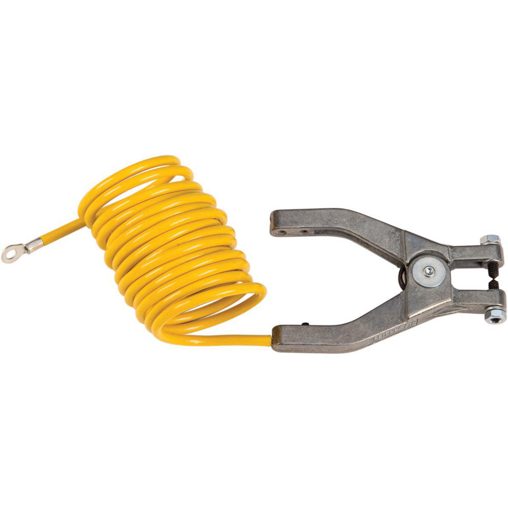 Justrite Mfg. Company 08497 Drum Bondwires End Style Hand Clamp + ¼" Terminal  Insulated Yes  Manufacturer's Part Number 08497  Anti-static Yes  Description 10', Coiled Antistatic Insulated Wire for Bonding and Grounding, With Hand Clamp and 1/4" Terminal