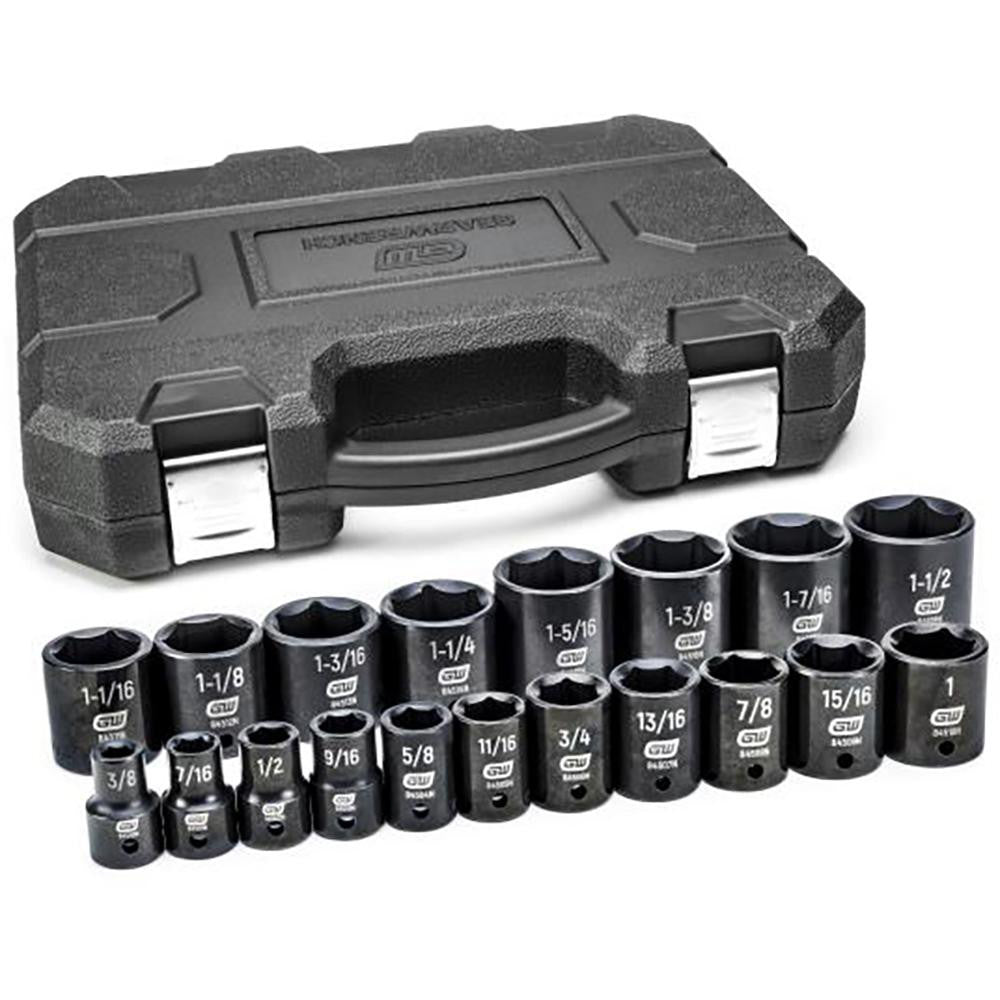 GEARWRENCH 84932N Impact Standard Socket Set 19 Pc, 1/2" Drive, 3/8 to 1-1-2" Socket