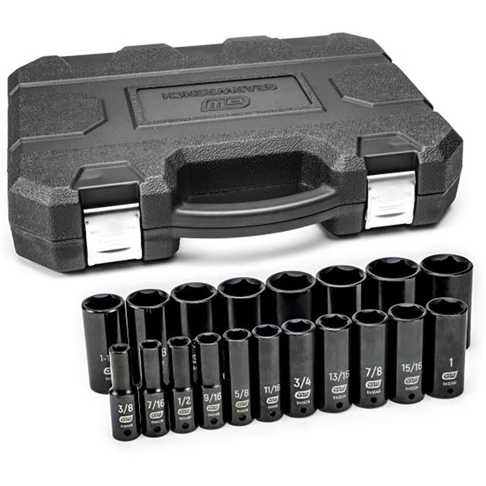 GEARWRENCH 84934N Deep Impact Socket Set 19 Pc, 3/8 to 1-1/2" Socket