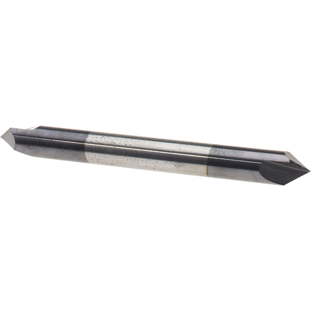 Harvey Tool 977645-C3 Chamfer Mill 1/4" Dia, 1/4" Shank Dia, 90 deg, 2 Flute, Solid Carbide, Double End