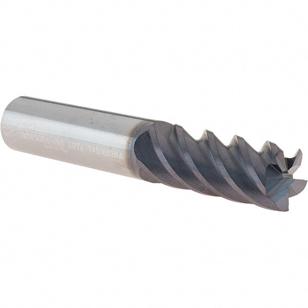 Supermill 5251952 Corner Radius End Mill 1/2" Dia, 1-1/4" LOC, 0.0150" Radius, 5 Flute, Solid Carbide