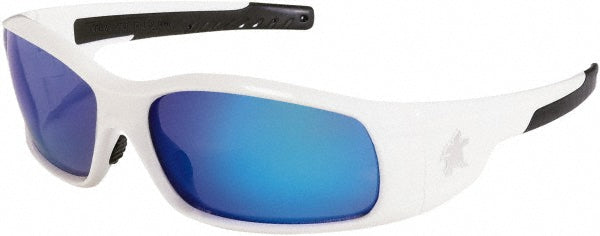 MCR Safety SR128B Safety Glasses Scratch-Resistant, Polycarbonate, Blue Mirror Lenses, Full-Framed