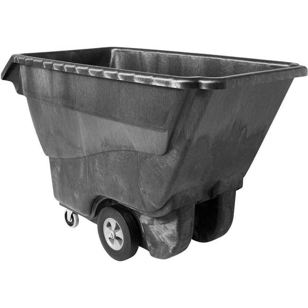 Rubbermaid FG9T1500BLA Tilt Dump Truck/Trash Cart/Garbage Collection/Recycling, 1250 lbs 1 Cubic Yard Heavy Load Capacity with Wheels, Trash Recycling Cart, Black,Office/Warehouse/Facility Management