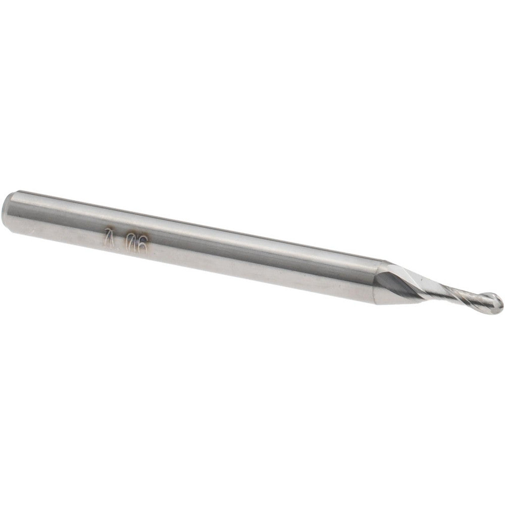 Accupro 12463700 Ball End Mill 0.0600" Dia, 0.1800" LOC, 2 Flute, Solid Carbide