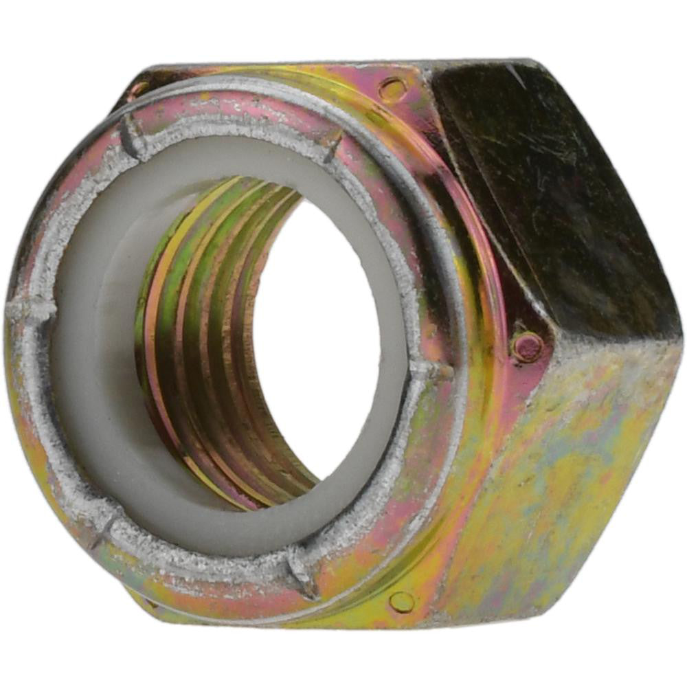 Value Collection 52593696-100 Hex Lock Nut Insert, Nylon Insert, 1-8, Grade 8 Steel, Yellow Zinc Dichromate Finish
