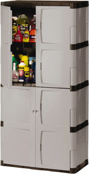 Rubbermaid FG708300MICHR Locking Plastic Storage Cabinet 36" Wide, 18" Deep, 72" High