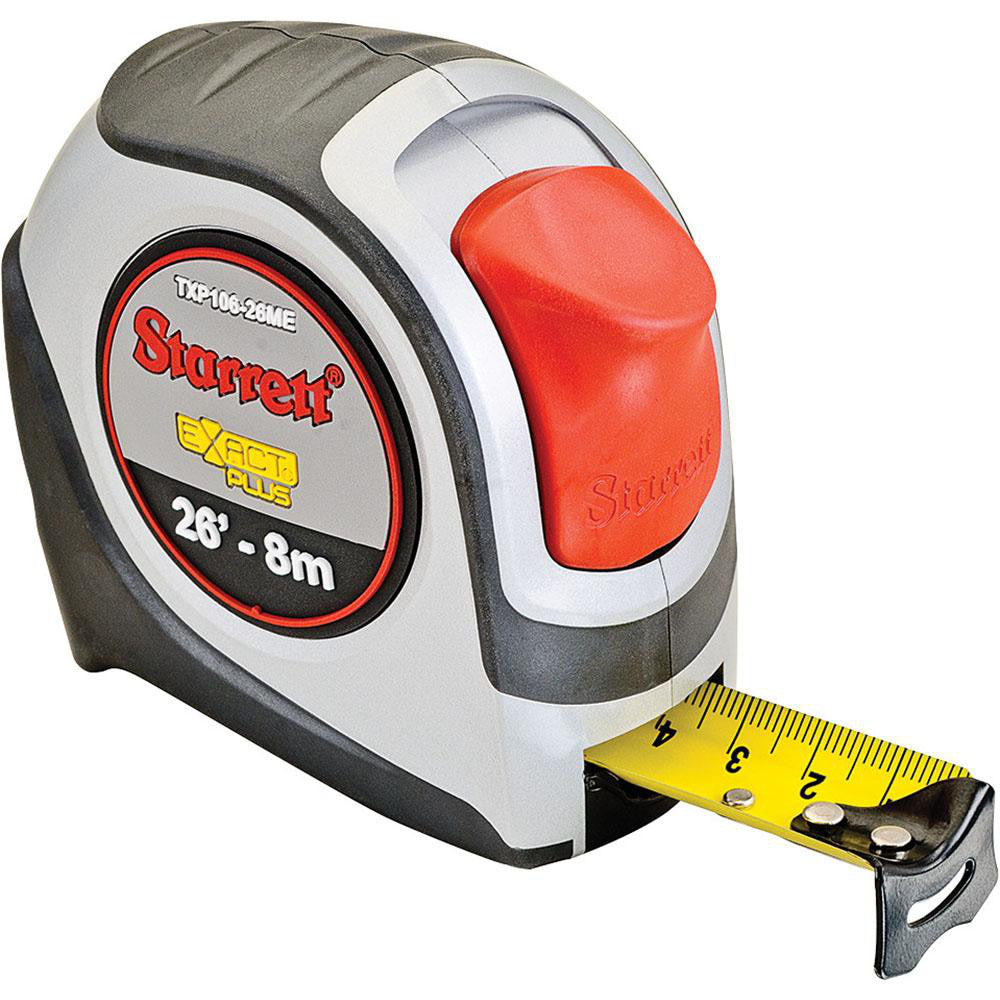 Starrett 30639 Tape Measure 26' Long, 1-1/16" Width, Yellow Blade