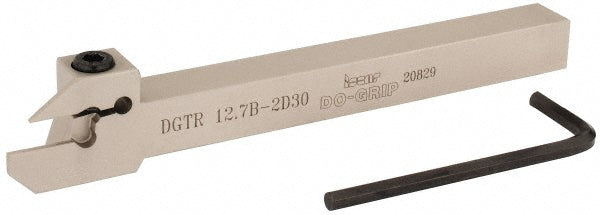 Iscar 2301423 Indexable Grooving-Cutoff Toolholder DGTR 12.7B-2D30, 0.075 to 0.098" Groove Width, 0.591" Max Depth of Cut, Right Hand