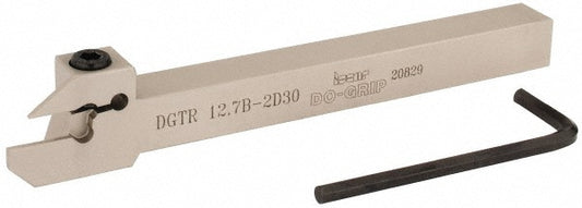 Iscar 2301423 Indexable Grooving-Cutoff Toolholder DGTR 12.7B-2D30, 0.075 to 0.098" Groove Width, 0.591" Max Depth of Cut, Right Hand
