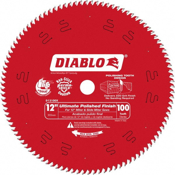 DIABLO D12100X Wet & Dry Cut Saw Blade 12" Dia, 1" Arbor Hole, 0.087" Kerf Width, 100 Teeth