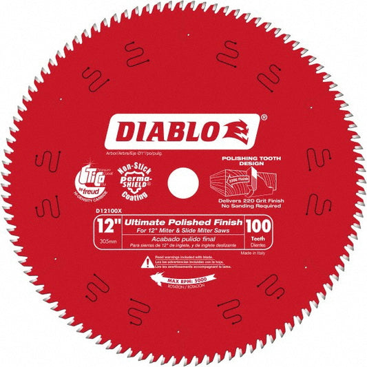 DIABLO D12100X Wet & Dry Cut Saw Blade 12" Dia, 1" Arbor Hole, 0.087" Kerf Width, 100 Teeth