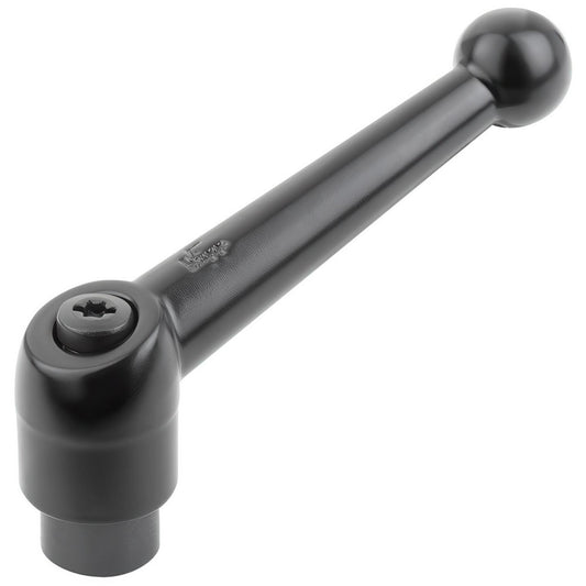 KIPP K0116.3A41 Threaded Hole Adjustable Clamping Handle 3/8-16 Thread, 0.83" Hub Dia, Die Cast Zinc, Black