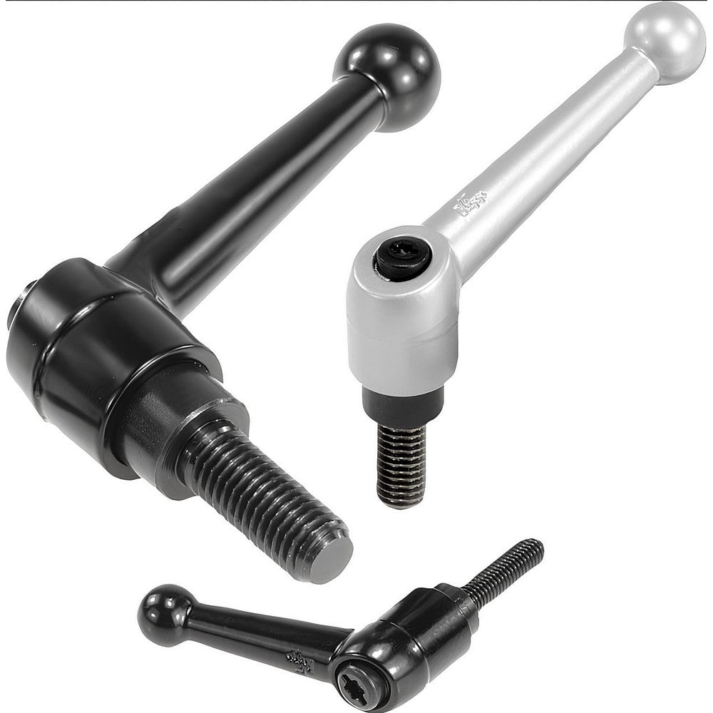 KIPP K0116.2A41X40 Threaded Stud Adjustable Clamping Handle 3/8-16 Thread, 0.71" Hub Dia, Die Cast Zinc, Black