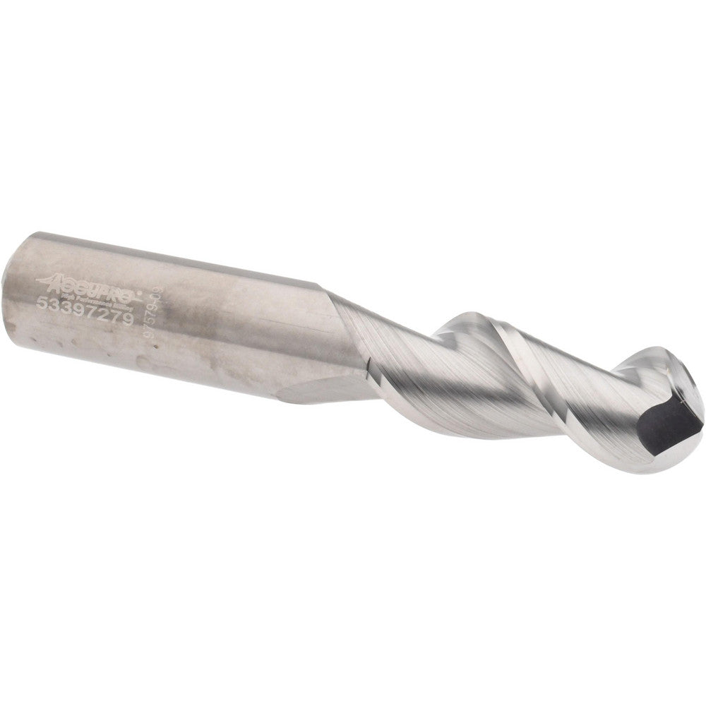 Accupro 313666 Ball End Mill 1/2" Dia, 1-1/4" LOC, 2 Flute, Solid Carbide