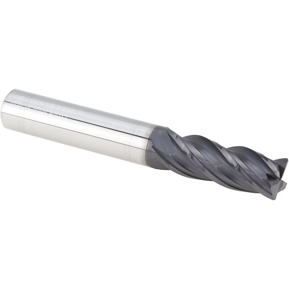 OSG VG434-5004 Corner Radius End Mill 1/2" Dia, 1-1/4" LOC, 0.0300" Radius, 4 Flute, Solid Carbide