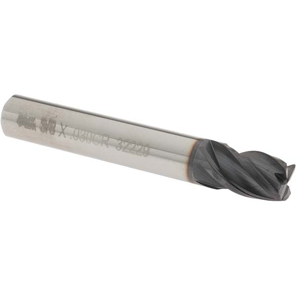 OSG VG434-3750 Corner Radius End Mill 3/8" Dia, 1/2" LOC, 0.03" Radius, 4 Flutes, Solid Carbide