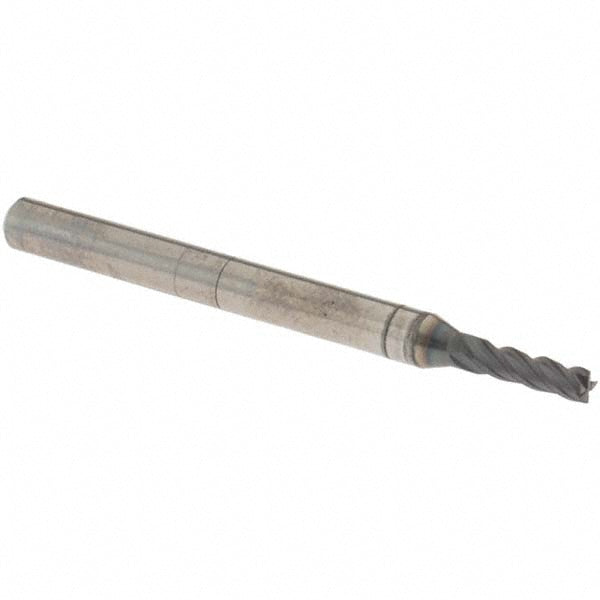 OSG HP441-0781 Square End Mill 5/64'' Dia, 1/4'' LOC, 1/8'' Shank Dia, 1-1/2'' OAL, 4 Flutes, Solid Carbide