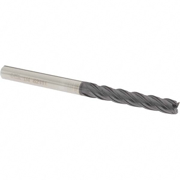 OSG VG441-2502 Square End Mill 1/4'' Dia, 1-1/4'' LOC, 1/4'' Shank Dia, 3-1/4'' OAL, 4 Flutes, Solid Carbide