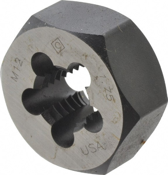 Cle-Line C65584 Hex Rethreading Die M12x1.75, 1/2" Thick, Right Hand, Carbon Steel