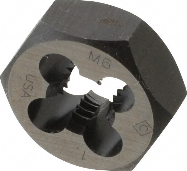 Cle-Line C65581 Hex Rethreading Die M6x1, 1/4" Thick, Right Hand, Carbon Steel