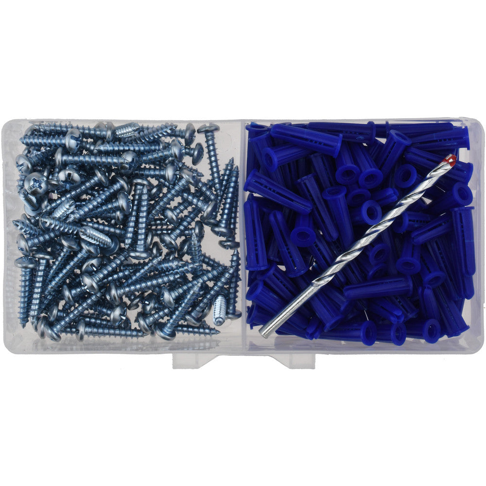 Value Collection 1016PACPK 200 Piece, #10 to 12 Screw, Plastic & Steel Slotted/Phillips Drive Anchor Assortment