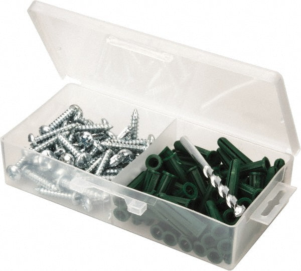 Value Collection 1424PACPK 100 Piece, #14 to 16 Screw, Plastic & Steel Slotted/Phillips Drive Anchor Assortment