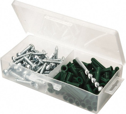 Value Collection 1424PACPK 100 Piece, #14 to 16 Screw, Plastic & Steel Slotted/Phillips Drive Anchor Assortment