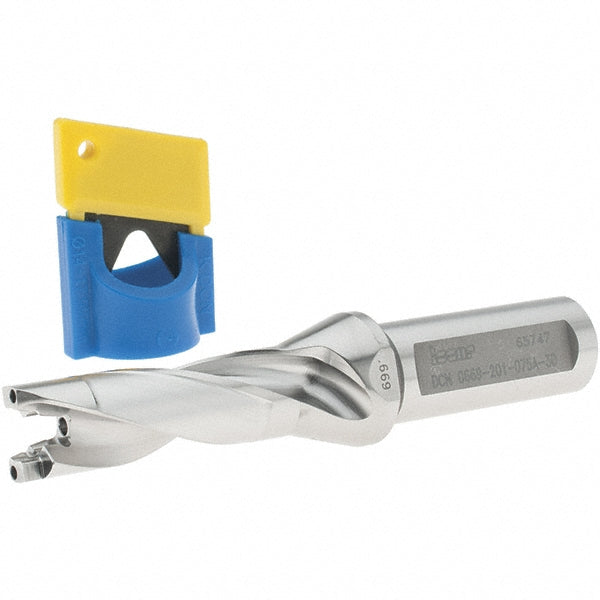 Iscar 3202488 Replaceable-Tip Drill 0.669 to 0.705" Dia, 2.13" Max Depth, 3/4" Flatted Shank