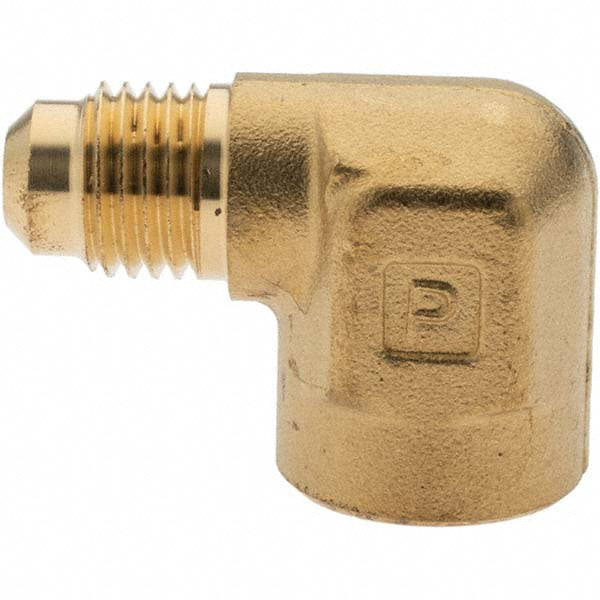 Parker -11020-3 Brass Flared Tube Female Elbow 1/4" Tube OD, 1/4-18 Thread, 45 &deg Flared Angle
