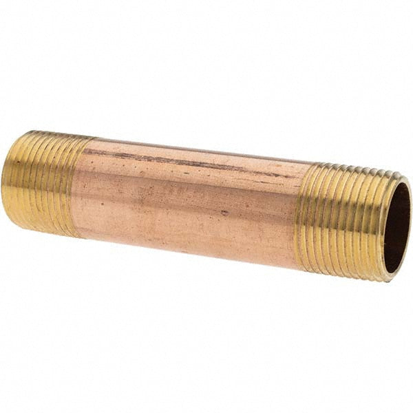 Anderson Metals -11153-5 Brass Pipe Nipple Threaded on Both Ends, 4" OAL, NPT