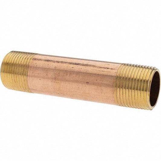 Anderson Metals -11153-5 Brass Pipe Nipple Threaded on Both Ends, 4" OAL, NPT
