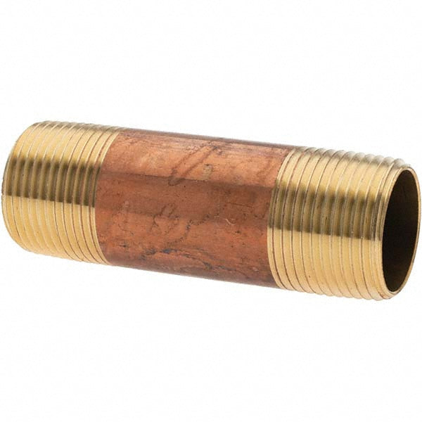 Anderson Metals -11153-3 Brass Pipe Nipple Threaded on Both Ends, 3" OAL, NPT