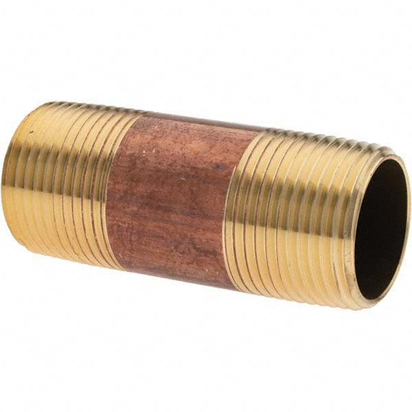 Anderson Metals -11153-2 Brass Pipe Nipple Threaded on Both Ends, 2-1/2" OAL, NPT