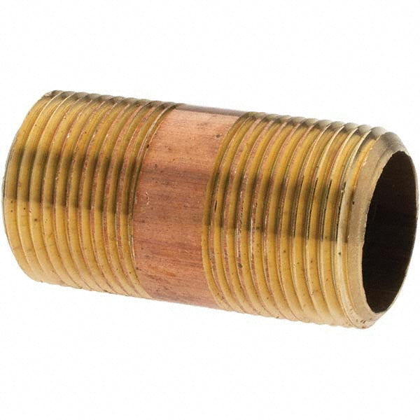 Anderson Metals -11153-1 Brass Pipe Nipple Threaded on Both Ends, 2" OAL, NPT